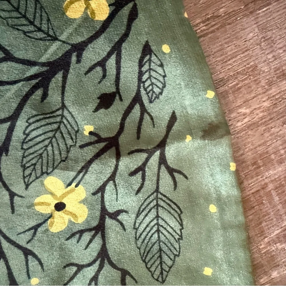 Vintage Carol Stanley Silk Scarf | 40x12 | Yellow & Green Floral Print